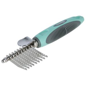80064-peigne-a-effiler-kerbl-turquoise-gris-18-5-cm