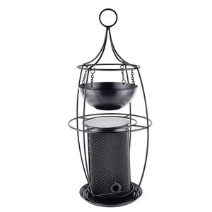 25623-distributeur-de-nourriture-avec-bol-pour-oiseaux-nobby-pet-noir-21-5x49-cm
