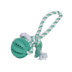 61218-balle-en-caoutchouc-avec-corde-pour-chien-nobby-pet-dental-line-turquoise-blanche-7x30-cm